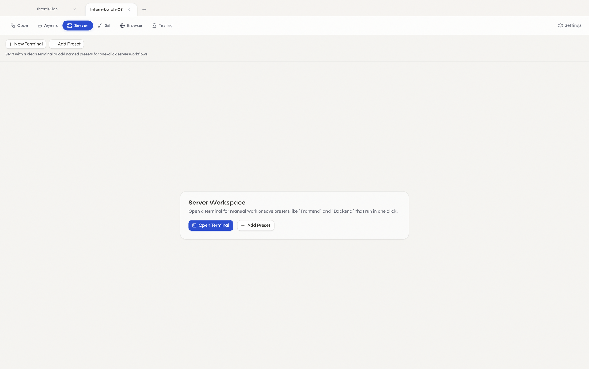 Tabs IDE Server tool preview